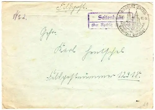 DR 1942, Landpost Stpl. ERLBACH über Leisnig auf Feldpost-Brief m. Luftpostmarke