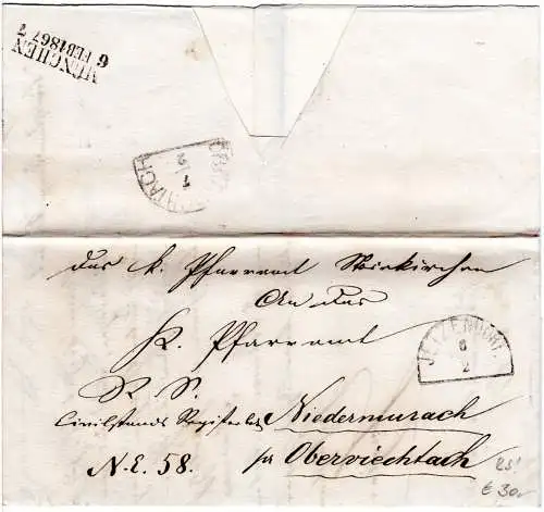 Bayern 1867, HKS JETZENDORF auf Brief v. Steinkirchen n. Niedermurach