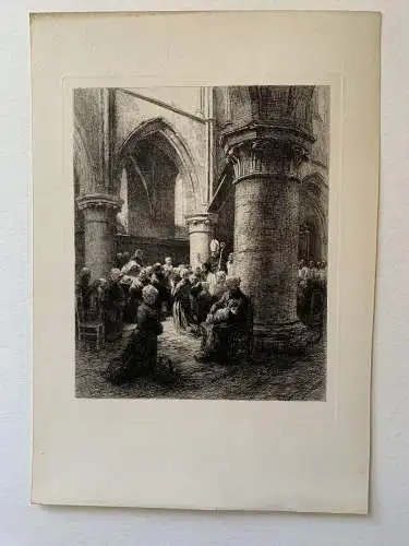 Leon Lhermitte. An Bischöflichen Visitation. Gravierkunst Unterzeichnet IN Eisen