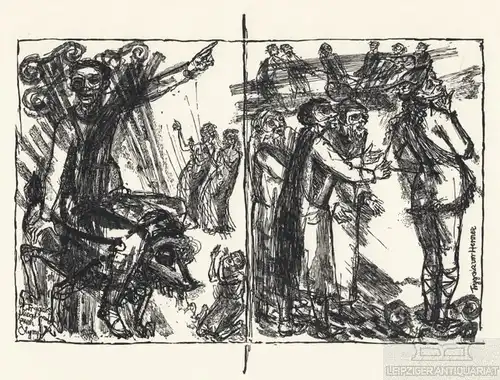 Holzstich: Zu Aristophanes - Frieden, Walch, Hans Joachim. Kunstgrafik, 1969
