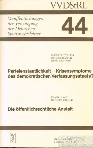 Buch: Parteienstaatlichkeit - Krisensymptome des demokratischen... Lange. 1986