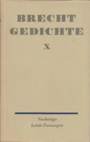 Buch: Gedichte. Band X, Brecht, Bertolt. Gedichte, 1978, Aufbau-Verlag