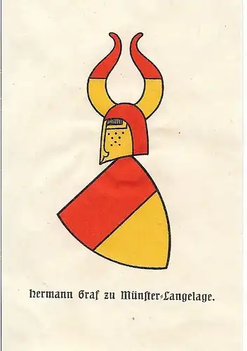 Original Kupferstich-Wappen: Heraldik - Hermann Graf zu Münster, gebraucht, gut