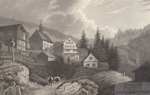 Maria zum Schnee auf dem Rigi. aus Meyers Universum, Stahlstich. Kunstgrafik