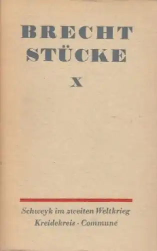 Buch: Stücke. Band X, Brecht, Bertolt. Brecht Stücke, 1959, Aufbau-Verlag