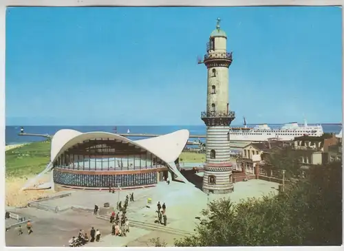 AK Rostock-Warnemünde, Gaststätte Teepott und Leuchtturm, ca. 1969, Heldge