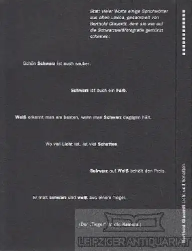 Licht und Schatten, Glauderdt, Berthold. 1996, Edition Wittrock, gebraucht, gut