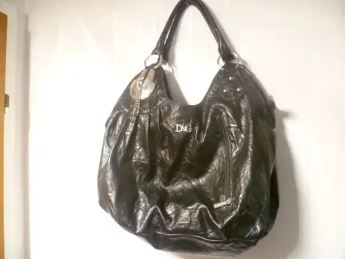 Dolce & Gabbana Schultertasche Shopper Tasche Leder Schoko ORIGINAL  1980 späte  Rockabilly Ära  = Hingucker !