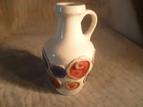 Süße Fett Lavavase, VEB Haldensleben 4079, graue Fettlava mit roten und blauen Punkten, kleine Vase passend für jedes Interieur Vintage 1950