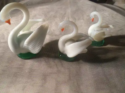 Bimini Lauscha Glasfiguren Lauscha Bimini - Schwan Familie aus den 60 Jahren Vintage 