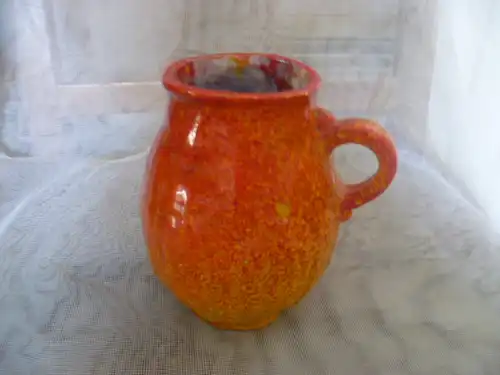 Studio Keramik Vase wohl USA in der Art des Aldo Londi  Bitossi Mid Century  Vintage Rockabilly Ära 50- 60 Jahre Lauflasur in gelb orange rot