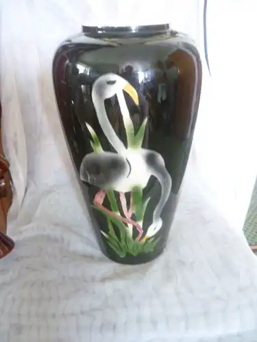 Foreign Scheurich Rpockabilly Ära Flamingos Spritzdekor 517-38 Keramik XXL Bodenvase Mid Century Hergestellt 1559 für den USA Markt sehr selten !