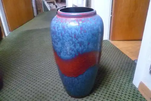 Schlossberg " Fanal " Keramik pottery vase 624 - 45 Mid Century 1970 am Markt sehr selten  Lasur :Türkis Ferrari rot 