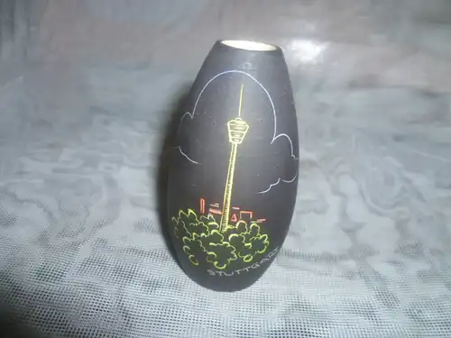 Saba Vase handbemalt Stuttgarter Funkturm , Ära 1960 H:9 cm      