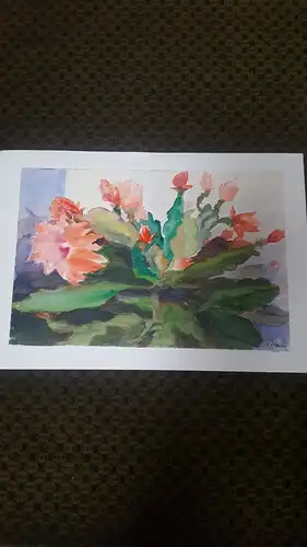 Rote Reiter Rudolf Hirschi 1917- 2001  Blumenstilleben  farbenfrohes   Aquarell links signiert um 1950 gemalt