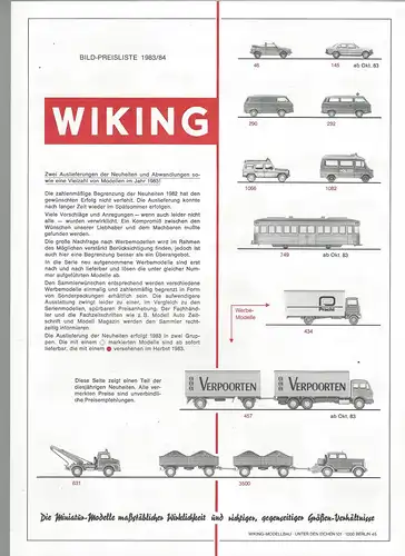 Wiking 1983/84. Bild-Preisliste. 