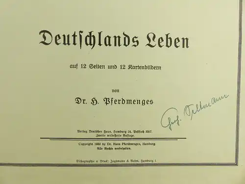 Buch: Deutschlands Leben 12 Seiten & 12 Kartenbilder 1930 dr. Pferdemenges e858