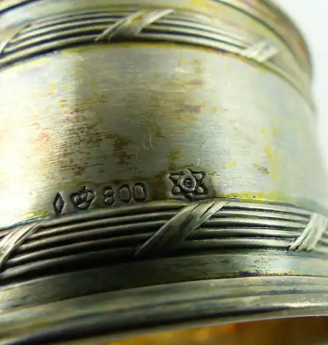 Schöner alter Serviettenring mit Kreuzband aus 800 (Ag) Silber e1301