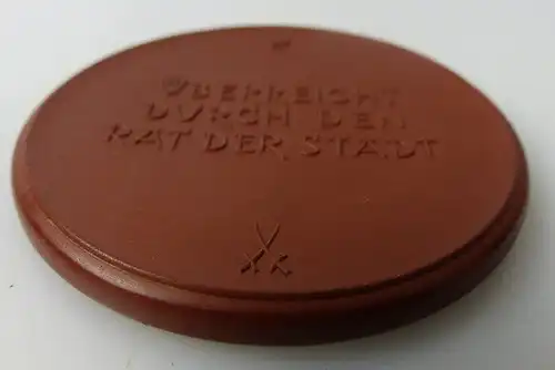Meissen Medaille Gera überreicht durch den Rat Stadt Böttger Steinzeug bu0616