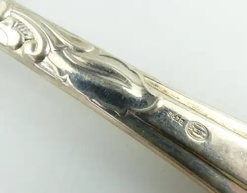 #e3319 Dänischer Vorlegelöffel mit Griff aus Silber, Berg, mit Monogramm