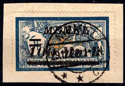 Memel 1922 Mi. 118 Freimarken mit Aufdruck 100 M. auf 5 Fr. gestempelt used 