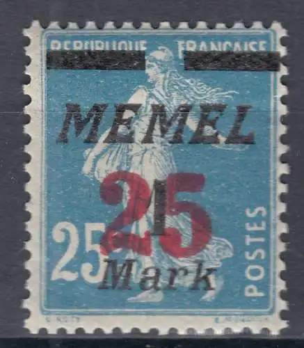 Memel 1923 Mi. 122 Freimarken mit Aufdruck 25 auf 1 M. ** MNH     (70515
