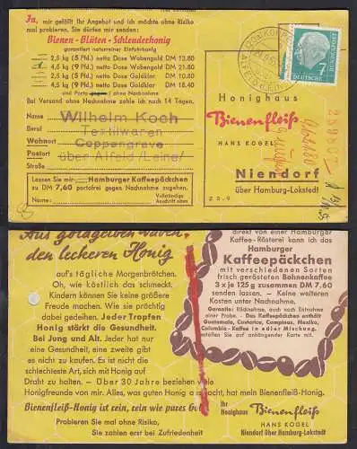 Koppengrave über Alfeld Leine Landpost Überstempel auf Karte 1955   (32688