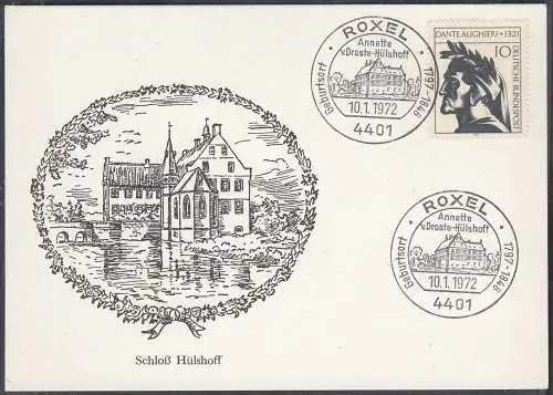 Schloss Hülshoff 10.1.1972 Roxel Münster Sonderstempel     (32746