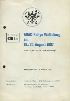 ADAC Rallye Wolfsburg Ausschreibung und Ergebnislisten 19./ 20.8.1967