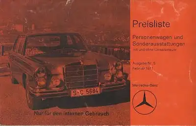 Mercedes-Benz Preisliste 2.1971