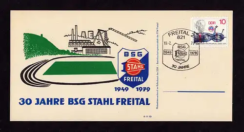 DDR Brief  FREITAL - 18.2.79 - Mi.2380 (Weltraumflug UdSSR - DDR) - 18.2.79 - SSt: "30 Jahre BSG Stahl Freital"