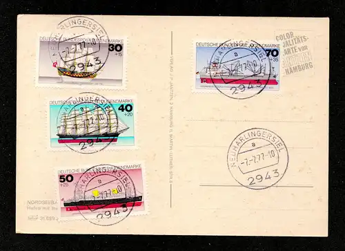 BRD Postkarte  NEUHARLINGERSIEL - 7.7.77 - Mi.929-932