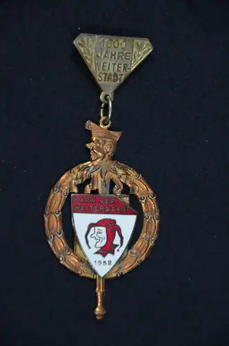 Karnevalsorden, Plakette,Karn.Verein Weiterstadt, 1000 Jahre,1952, feuerverg.