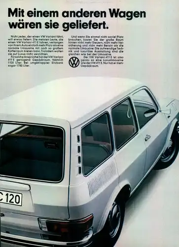 VW-VARIANT-411E-´71-Reklame-Werbung-genuine Advert-La publicité-nl-Versandhandel