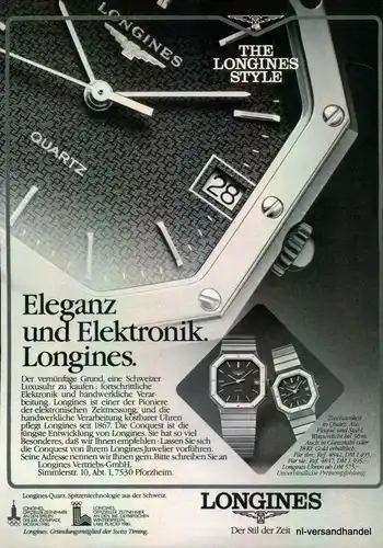 LONGINES-STYLE-1980-Reklame-Werbung-genuine Advert-La publicité-nl-Versandhandel