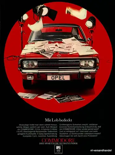 OPEL-COMMODORE-2,5-6-68-Reklame-Werbung-genuine Ad-La publicité-nl-Versandhandel