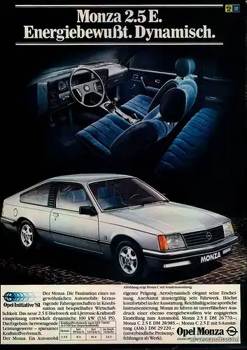 OPEL-MONZA-2,5 E-81-Reklame-Werbung-genuine Advert-La publicité-nl-Versandhandel