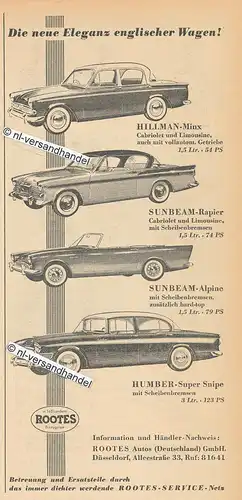 Sunbeam-Alpine-1960-Reklame-Werbung-genuine Advertising -nl-Versandhandel