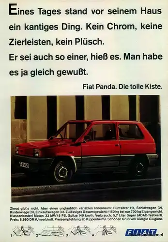 FIAT-PANDA-8990DM-1980-Reklame-Werbung-genuine Advert-La publicité-nl-Versand