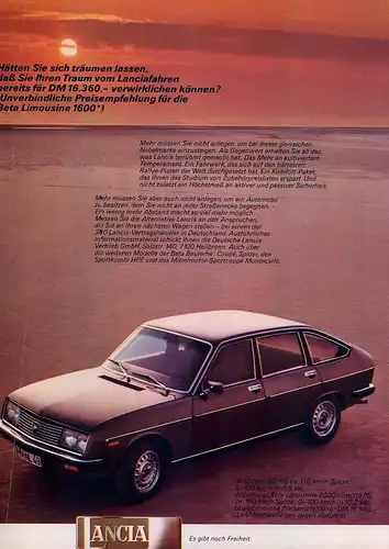 Lancia-Beta 1600-1977-Reklame-Werbung-vintage print ad-Vintage Publicidad