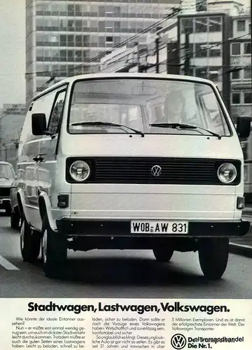 VW-TRANSPORTER-LAST-´81-Reklame-Werbung-genuine Advert-La publicité-nl-Versand