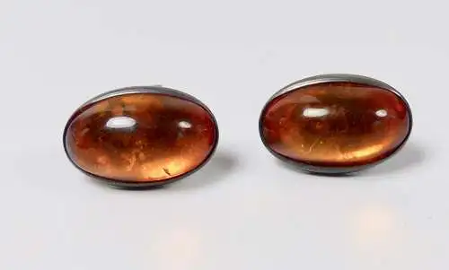 Manschettenknöpfe aus 835er Silber mit Bernstein/Amber signiert FH  (da5846)