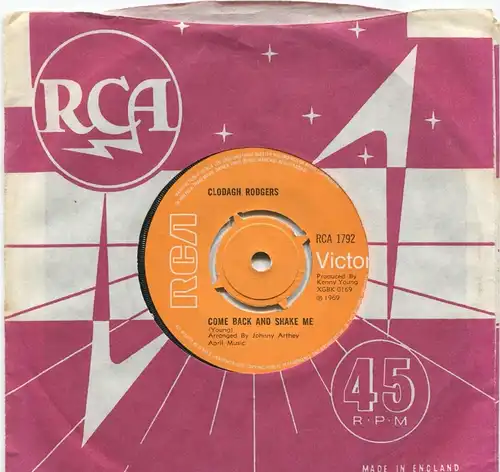 Single Clodagh Rodgers: Come Back And Shake Me (RCA 1792) UK 1969