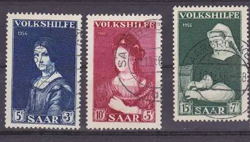 Saar MiNr. 376/8 gest. Gemälde VII Saskia von Rembrandt Spinett