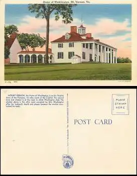 Mt. Vernon, Va. Home of Washington Virginia  * ca.1940