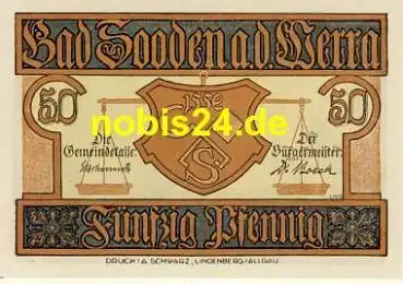 37242 Bad Sooden Notgeld 50 Pfennige um 1920