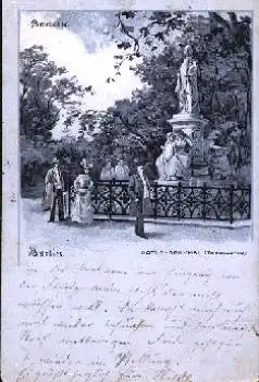 Tiergarten Berlin Goethe Denkmal Litho gebr. ca. 1905