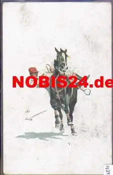 Polo Reiter auf Polopferd mit Schläger Künstlerkarte *ca. 1920