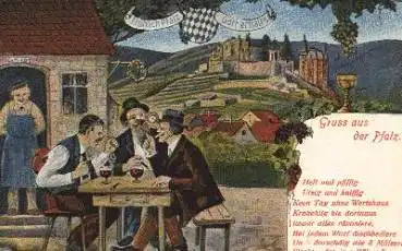 Wein Gruss aus der Pfalz Trinkspruch *ca. 1920