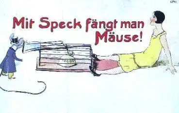 Jagd Maus Falle Geldsäckchen Mit Speck fängt man Mäuse o 9.6.1931